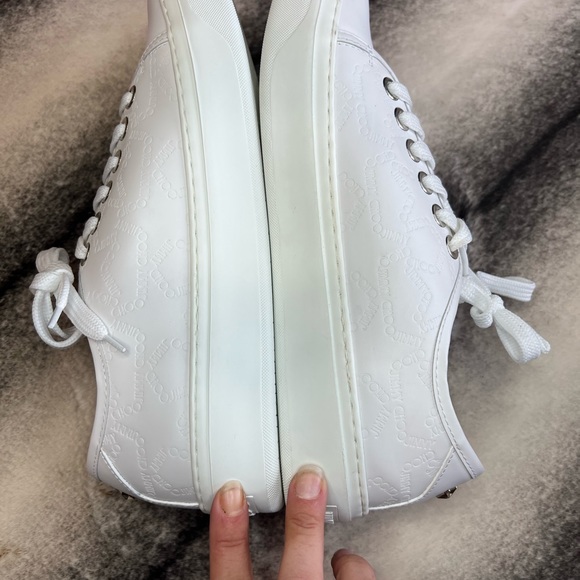 Jimmy Choo Aidan Leather Embossed Jimmy Choo Star Logo Sneakers - Picture 6 of 12